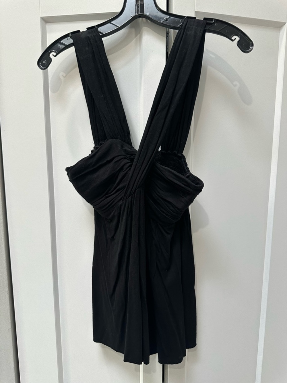 Matty M Black Sleeveless Top with Cross-Front Detail